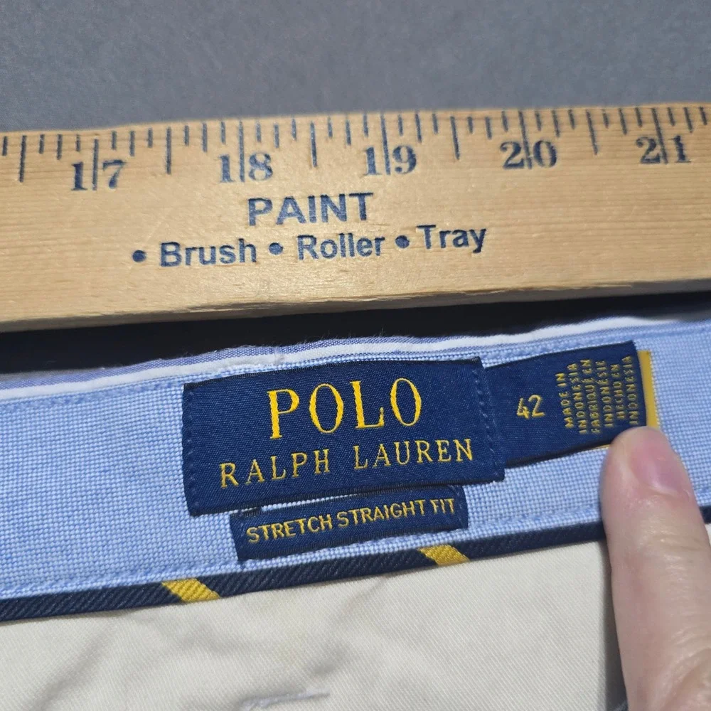 Polo Ralph Lauren Shorts Mens 42 Blue White Seersucker Stretch Straight Fit